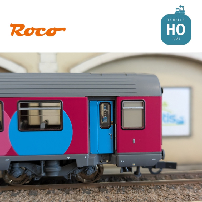 Set 2 voitures Corail VTU 2ème classe type B11tu Ouigo SNCF Ep VI HO Roco 6200024 - Maketis Set 2 voitures Corail VTU 2ème classe type B11tu Ouigo SNCF Ep VI HO Roco 6200024 - Maketis