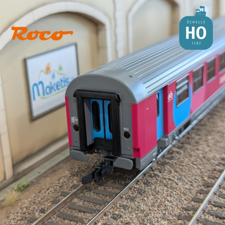 Set 2 voitures Corail VTU 2ème classe type B11tu Ouigo SNCF Ep VI HO Roco 6200024 - Maketis Set 2 voitures Corail VTU 2ème classe type B11tu Ouigo SNCF Ep VI HO Roco 6200024 - Maketis