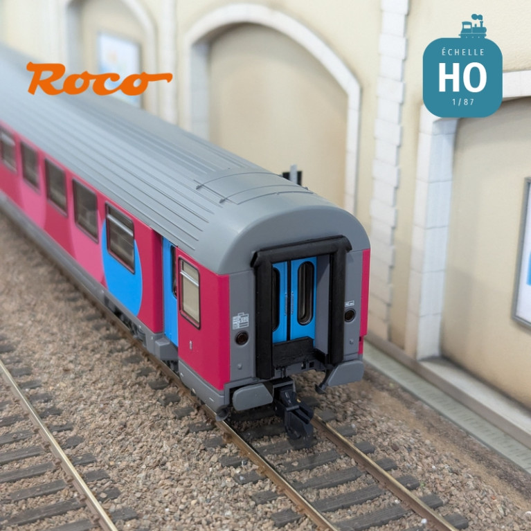 Set 2 voitures Corail VTU 2ème classe type B11tu Ouigo SNCF Ep VI HO Roco 6200024 - Maketis Set 2 voitures Corail VTU 2ème classe type B11tu Ouigo SNCF Ep VI HO Roco 6200024 - Maketis