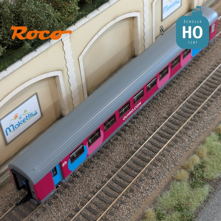 Set 2 voitures Corail VTU 2ème classe type B11tu Ouigo SNCF Ep VI HO Roco 6200024 - Maketis Set 2 voitures Corail VTU 2ème classe type B11tu Ouigo SNCF Ep VI HO Roco 6200024 - Maketis