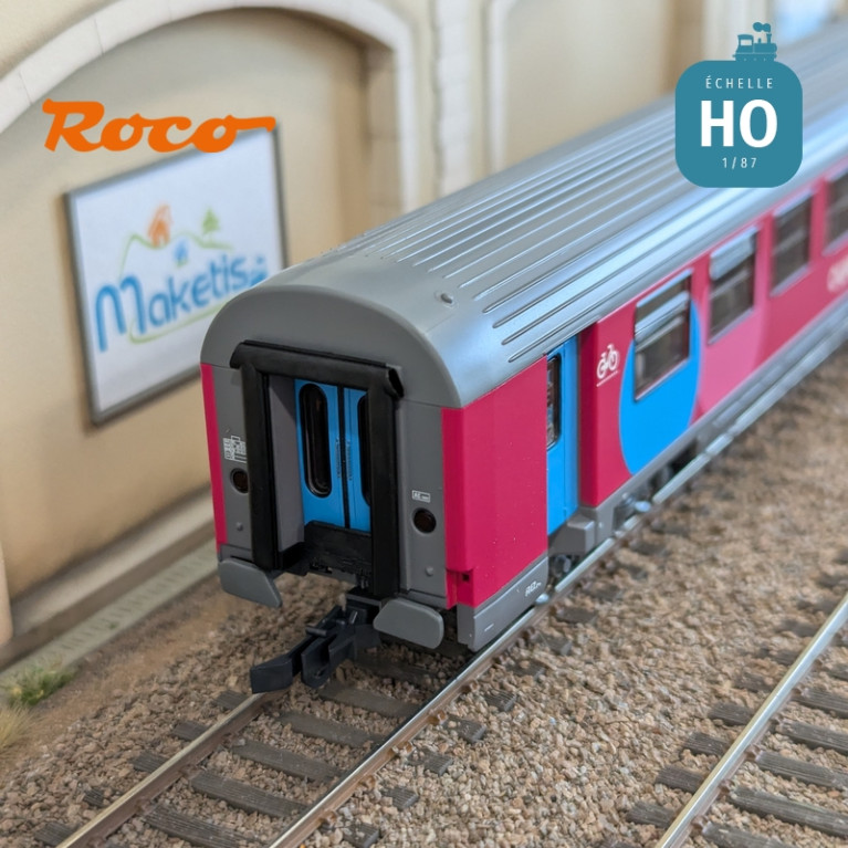 Set 2 voitures Corail VTU 2ème classe type B11tu Ouigo SNCF Ep VI HO Roco 6200024 - Maketis Set 2 voitures Corail VTU 2ème classe type B11tu Ouigo SNCF Ep VI HO Roco 6200024 - Maketis