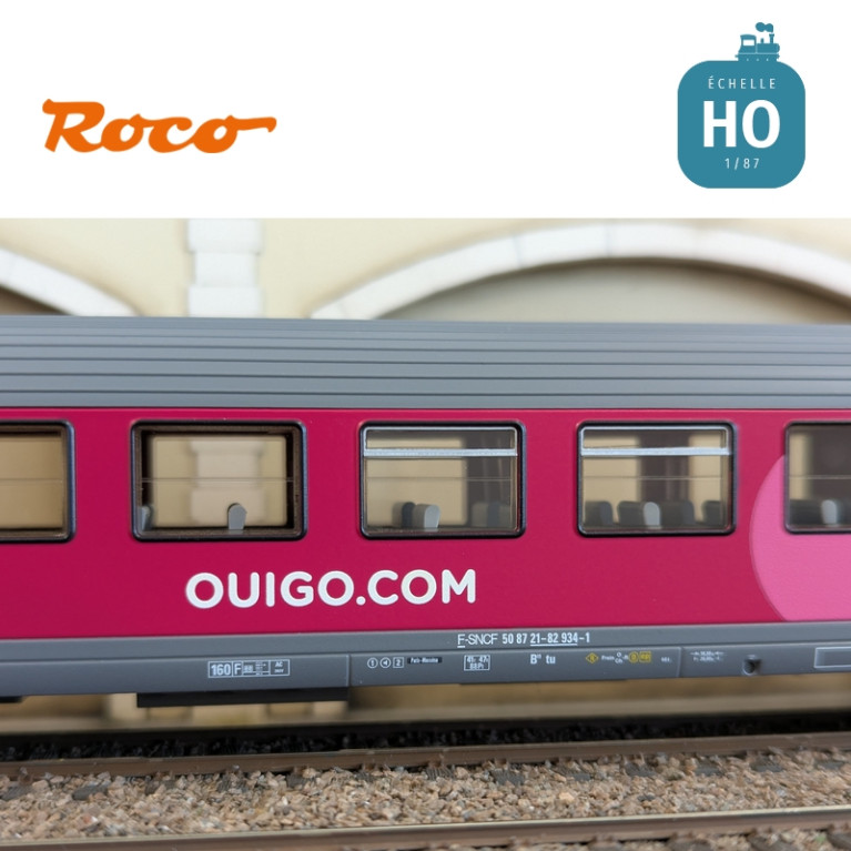Set 2 voitures Corail VTU 2ème classe type B11tu Ouigo SNCF Ep VI HO Roco 6200024 - Maketis Set 2 voitures Corail VTU 2ème classe type B11tu Ouigo SNCF Ep VI HO Roco 6200024 - Maketis