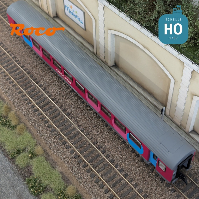 Set 2 voitures Corail VTU 2ème classe type B11tu Ouigo SNCF Ep VI HO Roco 6200024 - Maketis Set 2 voitures Corail VTU 2ème classe type B11tu Ouigo SNCF Ep VI HO Roco 6200024 - Maketis