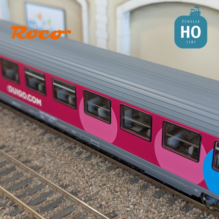Set 2 voitures Corail VTU 2ème classe type B11tu Ouigo SNCF Ep VI HO Roco 6200024 - Maketis Set 2 voitures Corail VTU 2ème classe type B11tu Ouigo SNCF Ep VI HO Roco 6200024 - Maketis