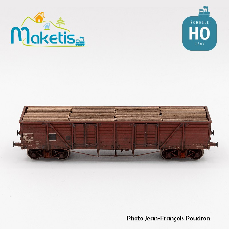 Chargement de bois pour wagon tombereau TP REE HO Maketis 5500 - Maketis