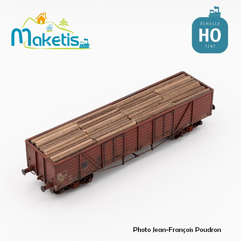 Chargement de bois pour wagon tombereau TP REE HO Maketis 5500 - Maketis