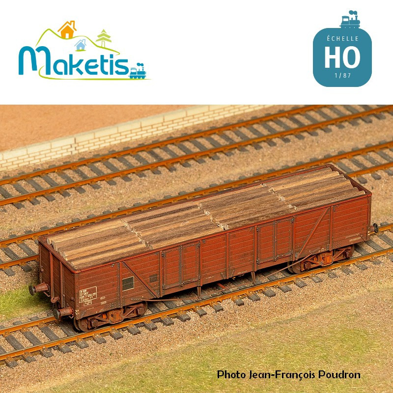Chargement de bois pour wagon tombereau TP REE HO Maketis 5500 - Maketis