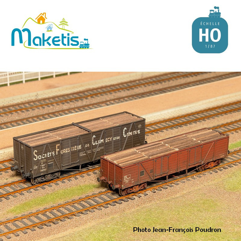 Chargement de bois pour wagon tombereau TP REE HO Maketis 5500 - Maketis