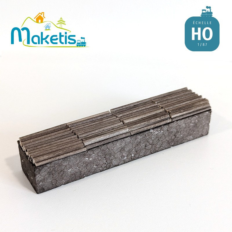 Chargement de bois pour wagon tombereau TP haut Clamecy REE HO Maketis 5510 - Maketis