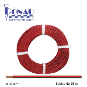 Câblage souple multibrins double 0,25 mm² / 25 m rouge-noir Donau 225-010-25 - Maketis