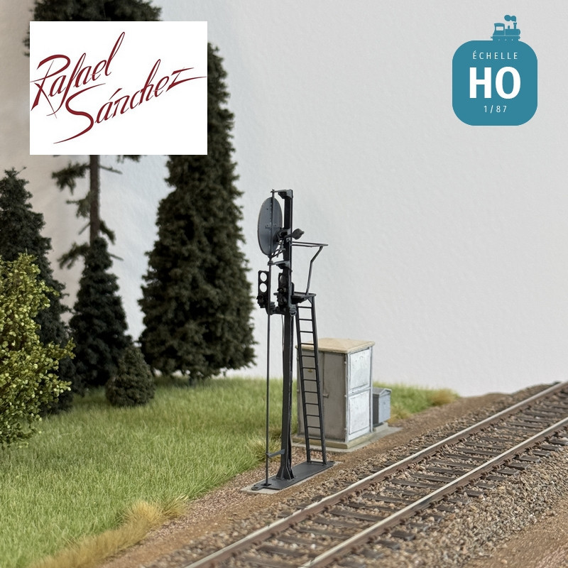 Signal mécanique SNCF unifié Disque rouge Epoque IV (mât gris foncé) HO Rafael Sanchez FR0124 - Maketis