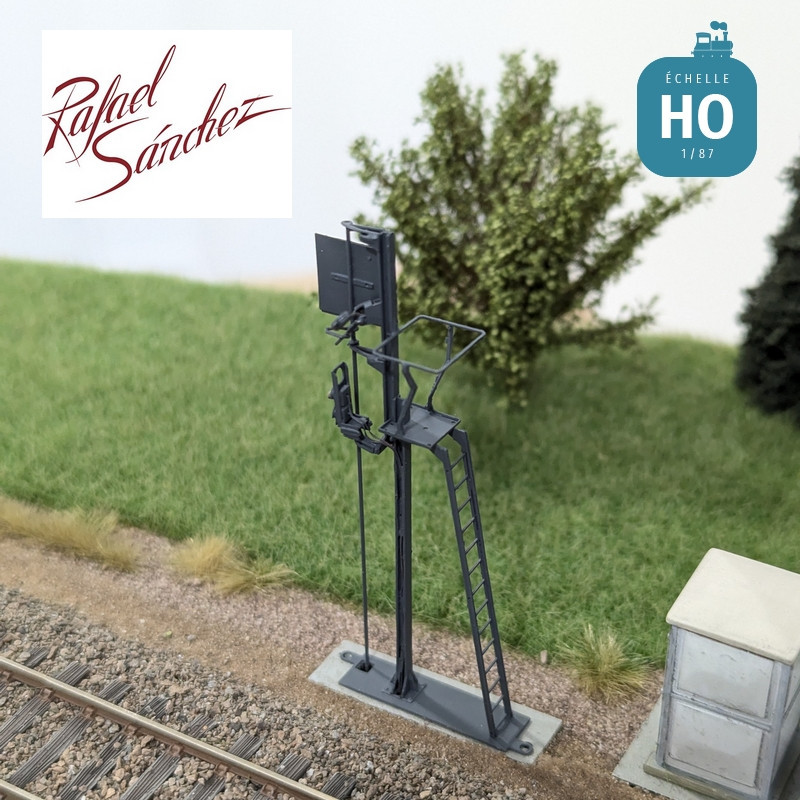 Signal mécanique SNCF unifié Carré violet Epoque IV (mât gris foncé) HO Rafael Sanchez FR0134 - Maketis