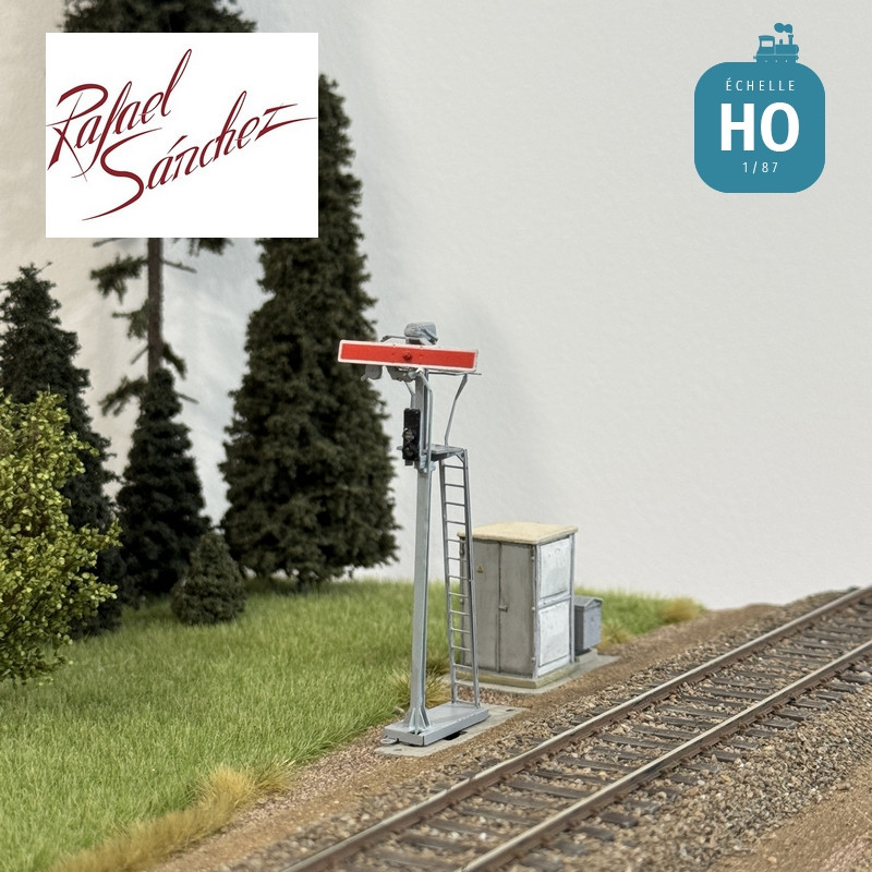 Signal mécanique SNCF unifié Sémaphore 1958 Epoque V (mât gris clair) HO Rafael Sanchez FR0215 - Maketis
