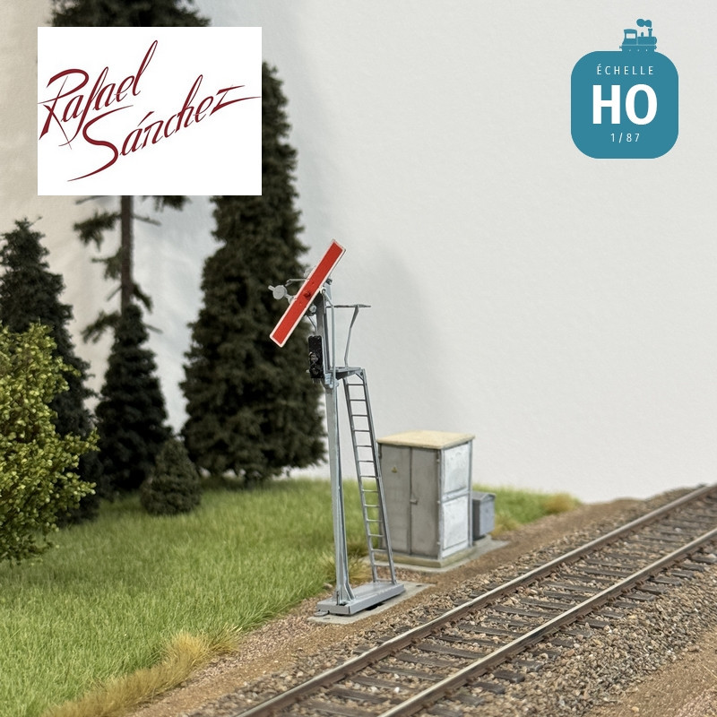 Signal mécanique SNCF unifié Sémaphore 1958 Epoque V (mât gris clair) HO Rafael Sanchez FR0215 - Maketis