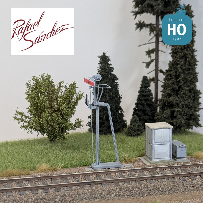Signal mécanique SNCF unifié Sémaphore 1958 Epoque V (mât gris clair) HO Rafael Sanchez FR0215 - Maketis