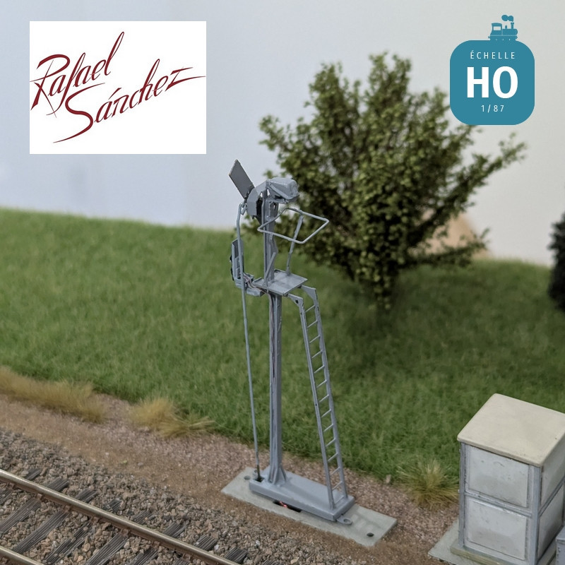 Signal mécanique SNCF unifié Sémaphore 1958 Epoque V (mât gris clair) HO Rafael Sanchez FR0215 - Maketis