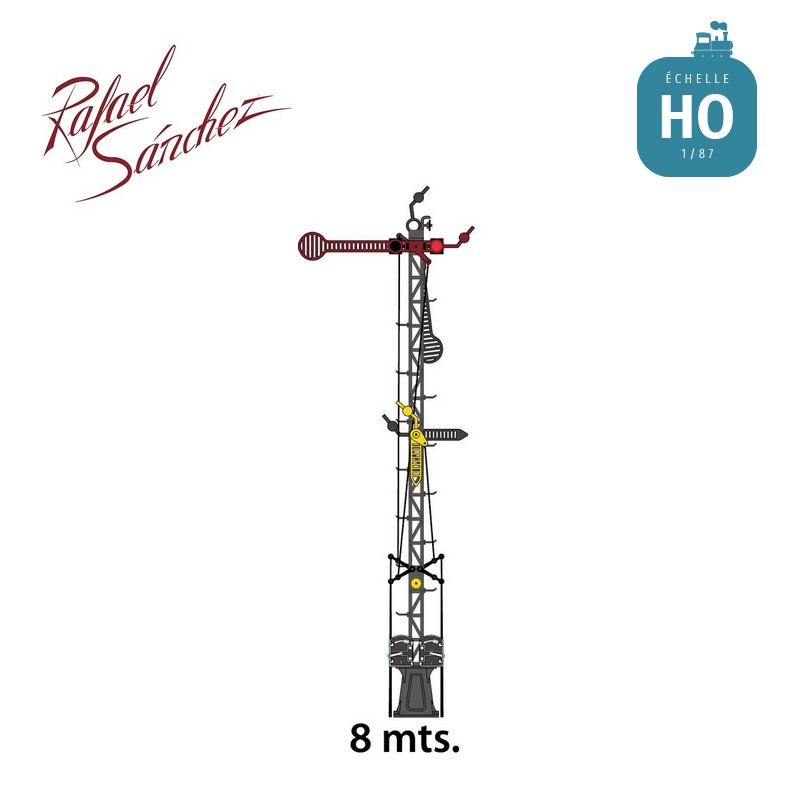 Sémaphore Lartigue double 8 mt Nord Epoque III HO Rafael Sanchez FR2411 - Maketis