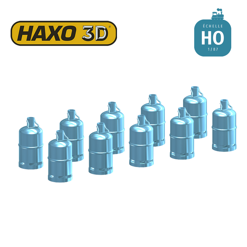 Bouteilles de gaz style Butagaz 10 pcs HO Haxo 3D 349010 - Maketis