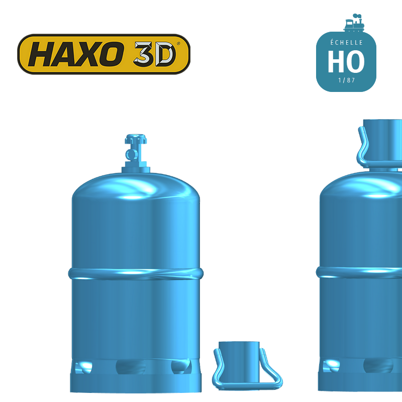 Bouteilles de gaz style Butagaz avec bouchon rapporté amovible 10 pcs HO Haxo 3D 349011 - Maketis