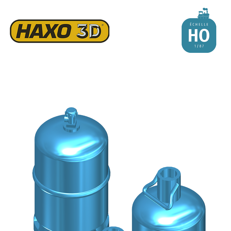 Bouteilles de gaz style Butagaz avec bouchon rapporté amovible 10 pcs HO Haxo 3D 349011 - Maketis