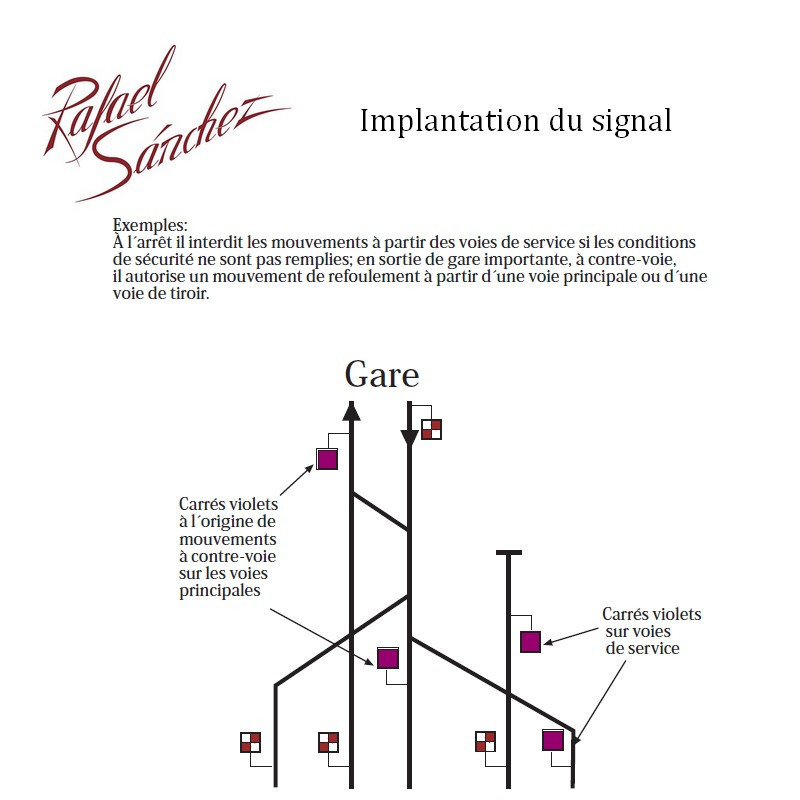 Signal mécanique Carré violet sur mât échelle PLM HO Rafael Sanchez FR5233 - Maketis