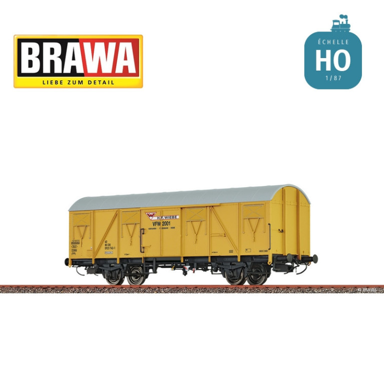 Wagon couvert type Gos245 jaune Wiebe Ep VI HO Brawa 50908 - Maketis