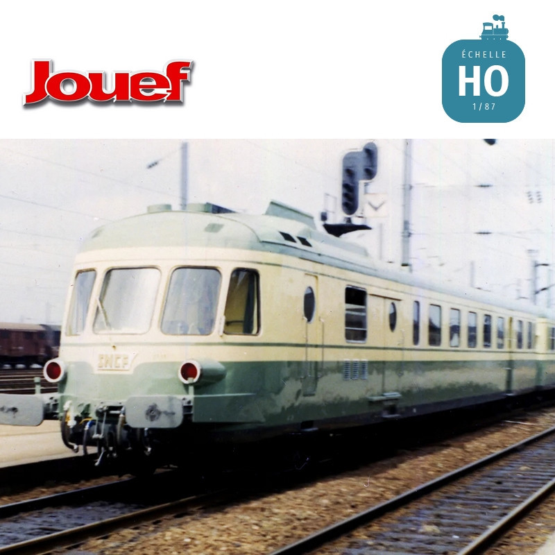 Autorail diesel RGP 1 avec remorque vert/beige SNCF Ep IV Digital son HO Jouef HJ2462S - Maketis