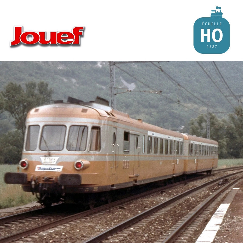 Autorail diesel RGP 1 avec remorque gris béton "Alpazur" SNCF Ep IV Digital son HO Jouef HJ2463S - Maketis