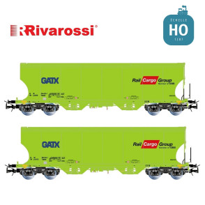 Coffret 2 wagons céréaliers à parois bombées "RAIL CARGO GROUP" vert néon GATX Ep VI HO Rivarossi HR6674 - Maketis