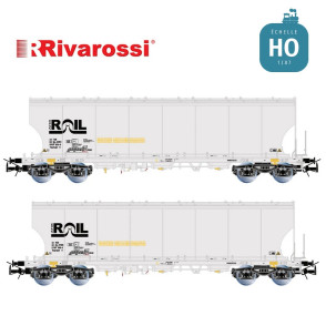 Coffret 2 wagons céréaliers à parois bombées gris ATIR-RAIL Ep VI HO Rivarossi HR6675 - Maketis