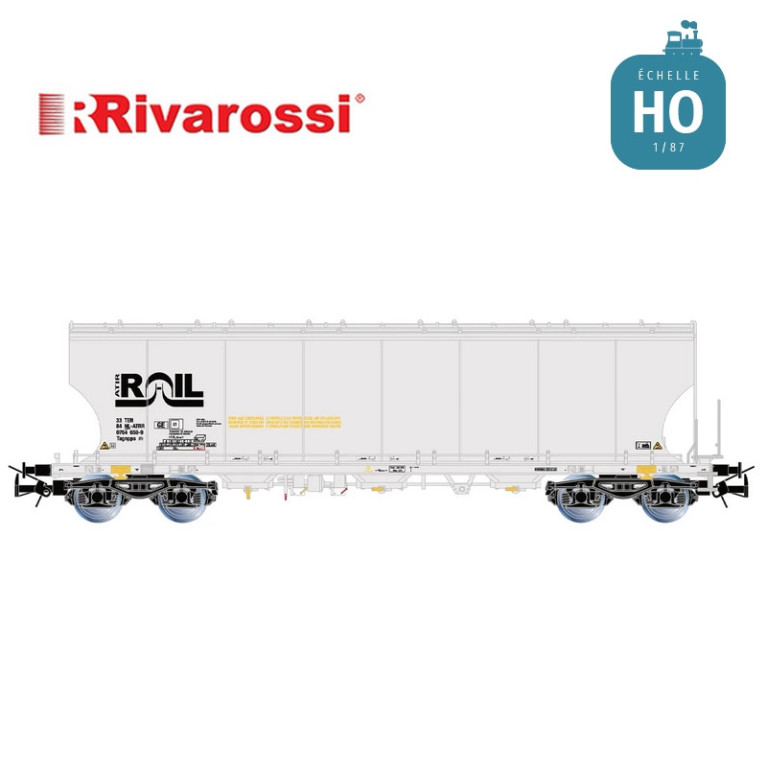 Coffret 2 wagons céréaliers à parois bombées gris ATIR-RAIL Ep VI HO Rivarossi HR6675 - Maketis