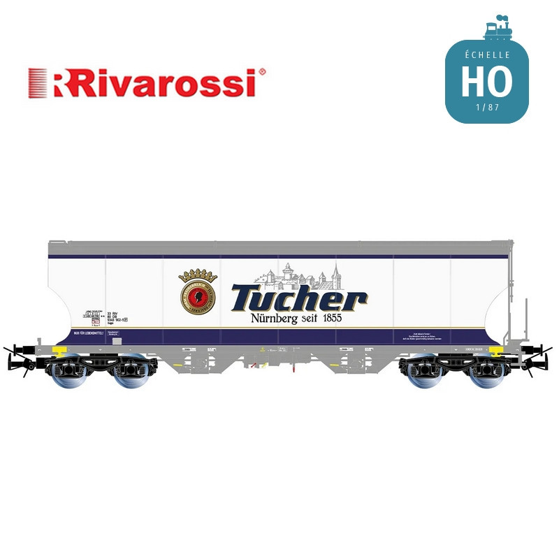 Wagon céréalier à parois bombées "Tucher" livrée bleu clair DB Ep V-VI HO Rivarossi HR6676 - Maketis
