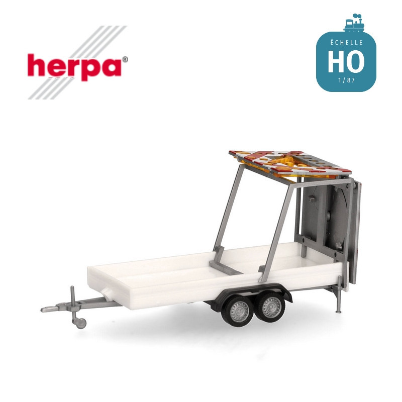 Remorque de sécurité routière 2 essieux blanche HO Herpa 052368-004 - Maketis