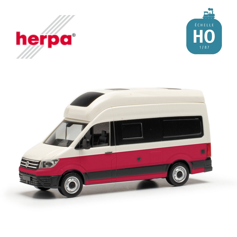 Camionnette Volkswagen Crafter Grand California blanc/rouge HO Herpa 096294-003 - Maketis