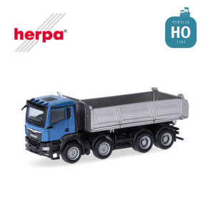 Camion-benne 4 essieux MAN TGS NN bleu/argenté HO Herpa 319140 - Maketis
