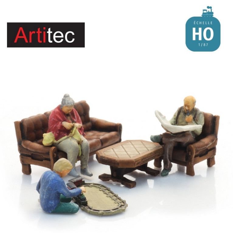 Enfant gardé par ses grands parents 3 pcs HO Artitec 5870133 - Maketis