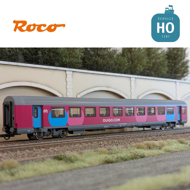 Set 3 voitures Corail VTU 2ème classe type B11tu Ouigo SNCF Ep VI HO Roco 6200025 - Maketis