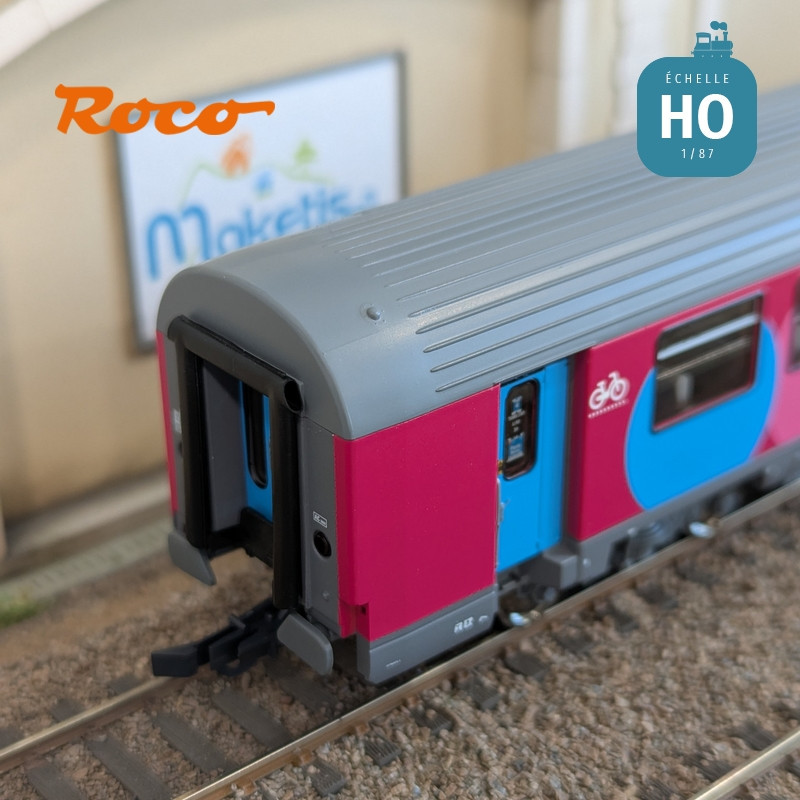 Set 3 voitures Corail VTU 2ème classe type B11tu Ouigo SNCF Ep VI HO Roco 6200025 - Maketis