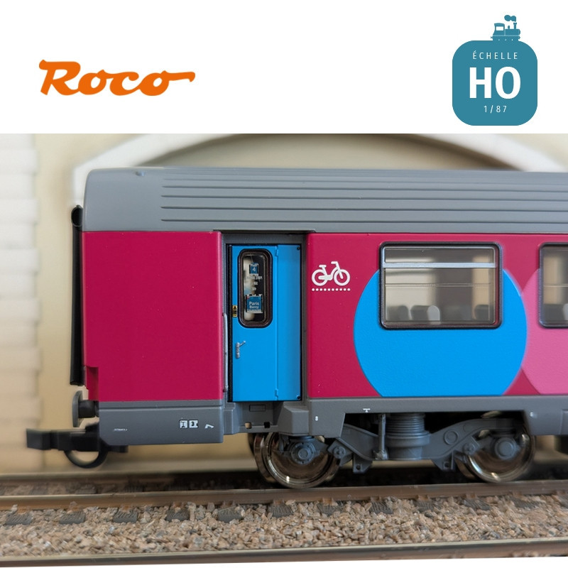 Set 3 voitures Corail VTU 2ème classe type B11tu Ouigo SNCF Ep VI HO Roco 6200025 - Maketis