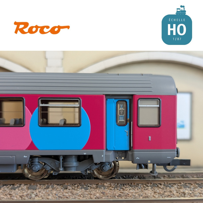 Set 3 voitures Corail VTU 2ème classe type B11tu Ouigo SNCF Ep VI HO Roco 6200025 - Maketis