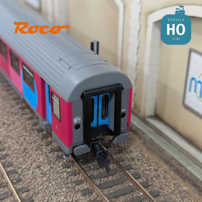 Set 3 voitures Corail VTU 2ème classe type B11tu Ouigo SNCF Ep VI HO Roco 6200025 - Maketis