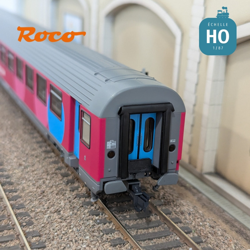 Set 3 voitures Corail VTU 2ème classe type B11tu Ouigo SNCF Ep VI HO Roco 6200025 - Maketis
