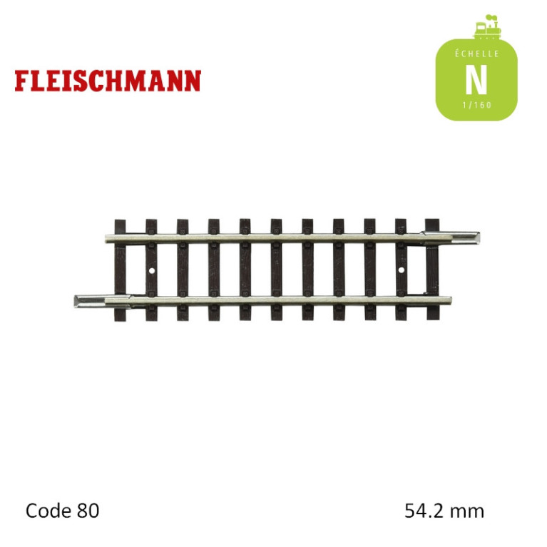 Rail de compensation droit N-Track L54,2mm Code 80 N Fleischmann 22204 - Maketis