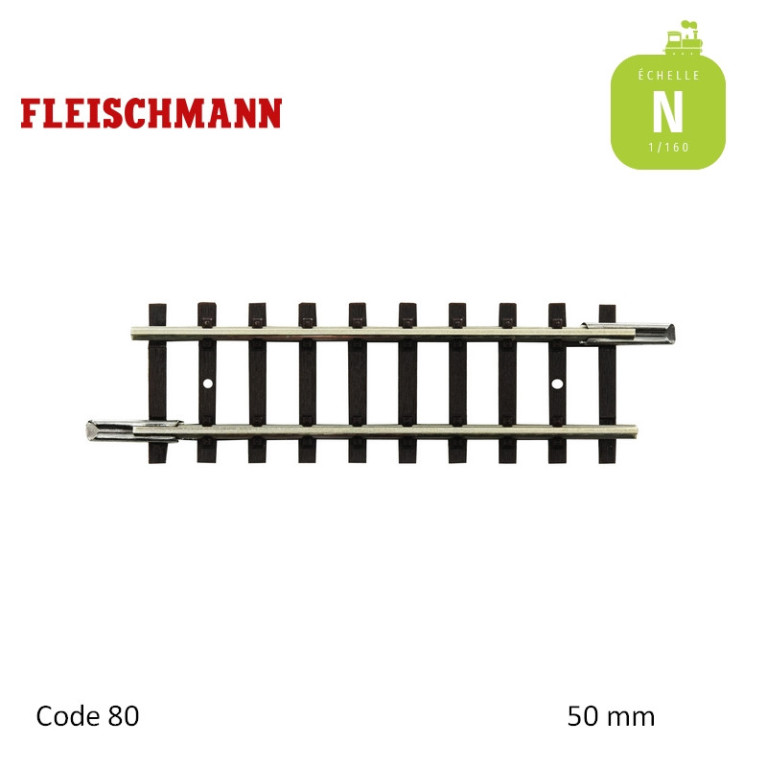 Rail de compensation droit N-Track L50mm Code 80 N Fleischmann 22205 - Maketis