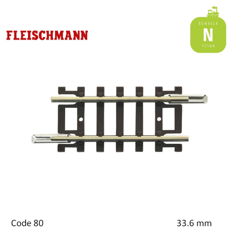 Rail de compensation droit N-Track L33,6mm Code 80 N Fleischmann 22206 - Maketis