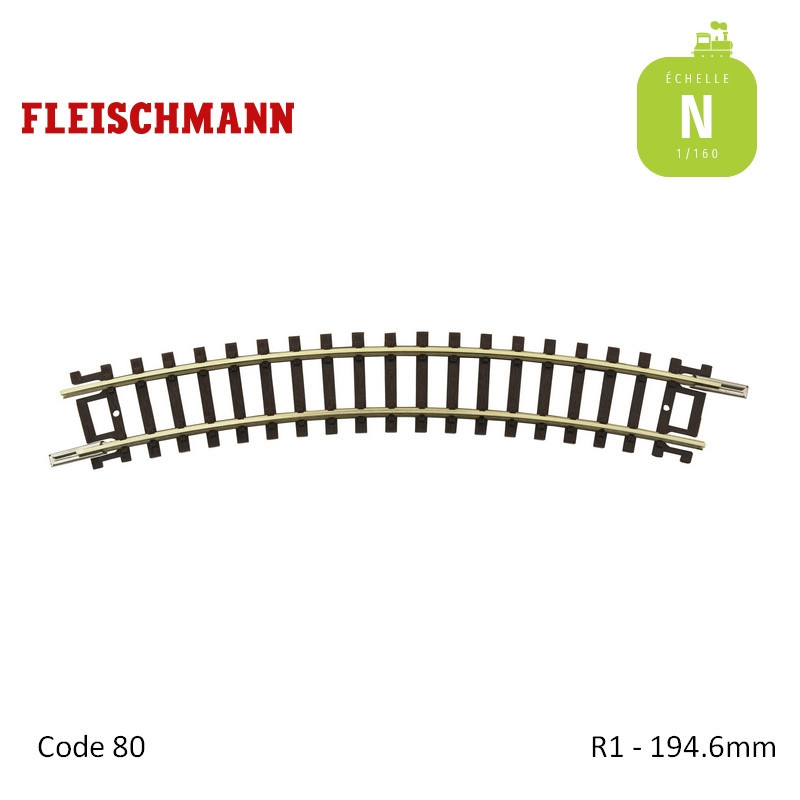 Rail courbe N-Track R1 194,6mm 30° Code 80 N Fleischmann 22221 - Maketis