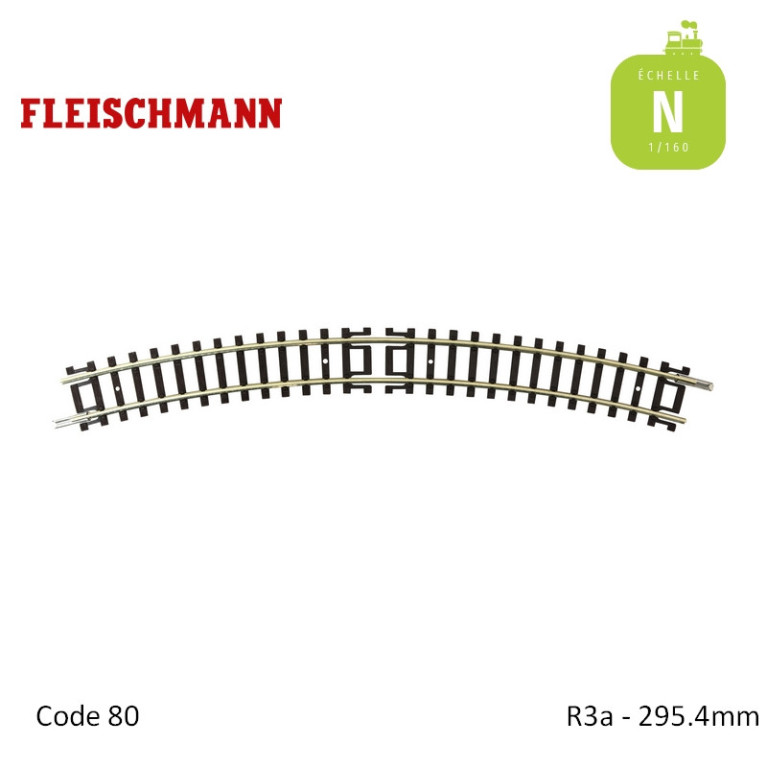 Rail courbe N-Track R3a 295,4mm 30° Code 80 N Fleischmann 22224 - Maketis