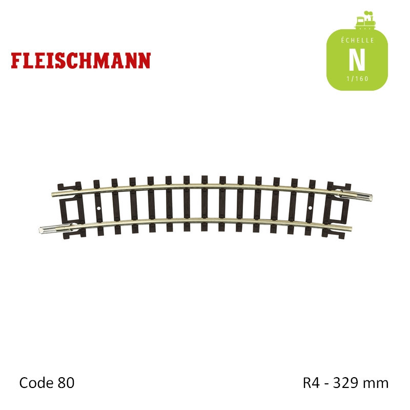 Rail courbe N-Track R4 329mm 15° Code 80 N Fleischmann 22225 - Maketis