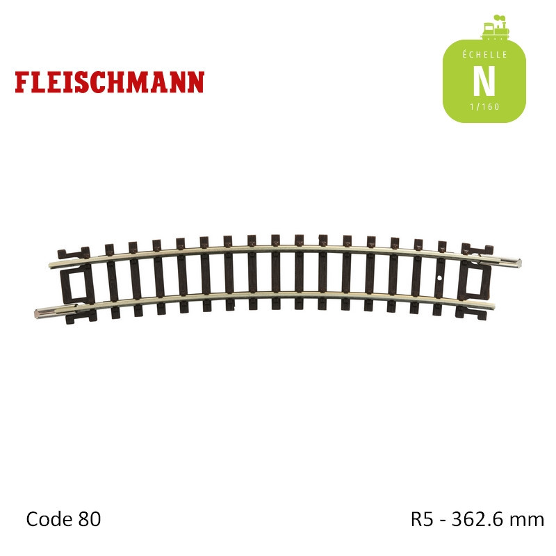 Rail courbe N-Track R5 362,6mm 15° Code 80 N Fleischmann 22226 - Maketis