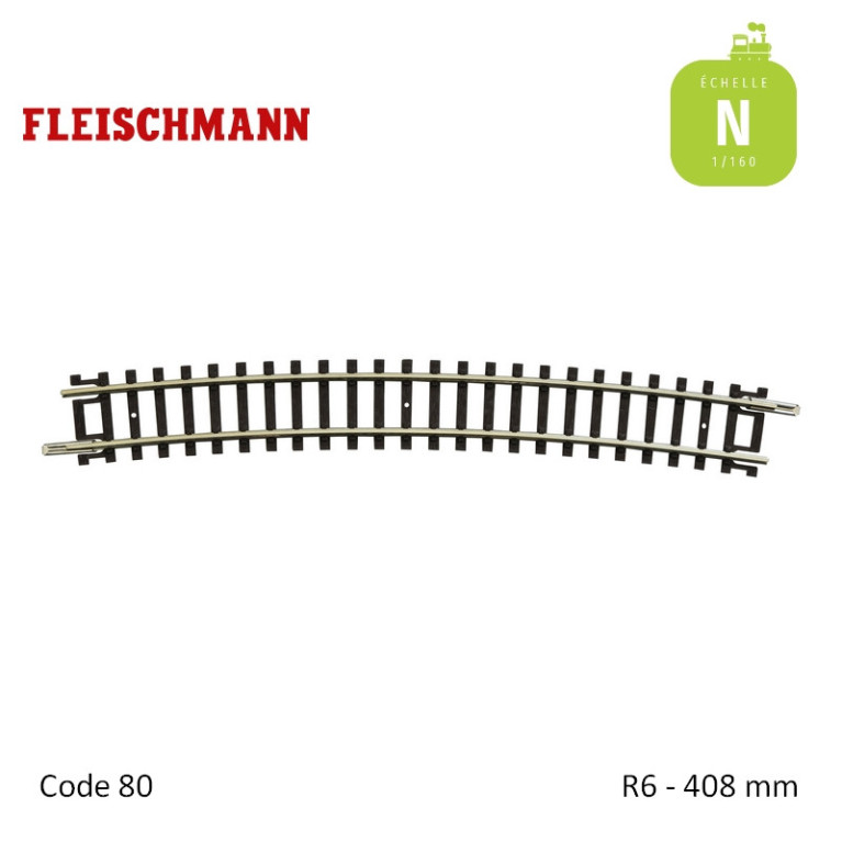 Rail courbe N-Track R6 480mm 15° Code 80 N Fleischmann 22227 - Maketis